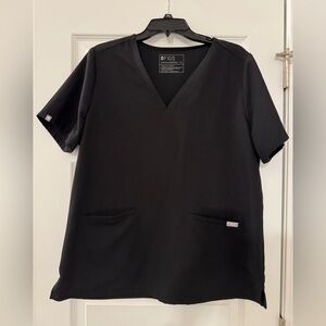 Figs Black V-Neck Women's Top